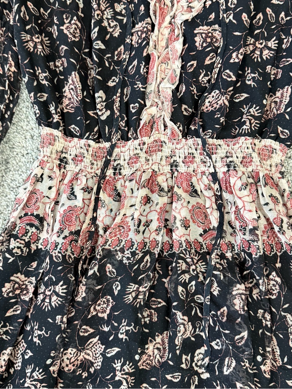 H&M Black Floral Prairie Coquette Boho Fairy Cottagecore Maxi Dress Women’s US 2 - Picture 5 of 14